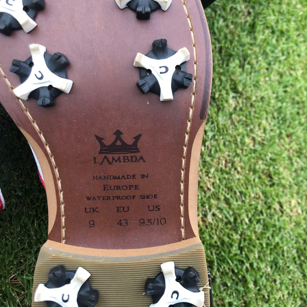 ハンドメイド 防水 ゴルフシューズ レッド/ホワイト