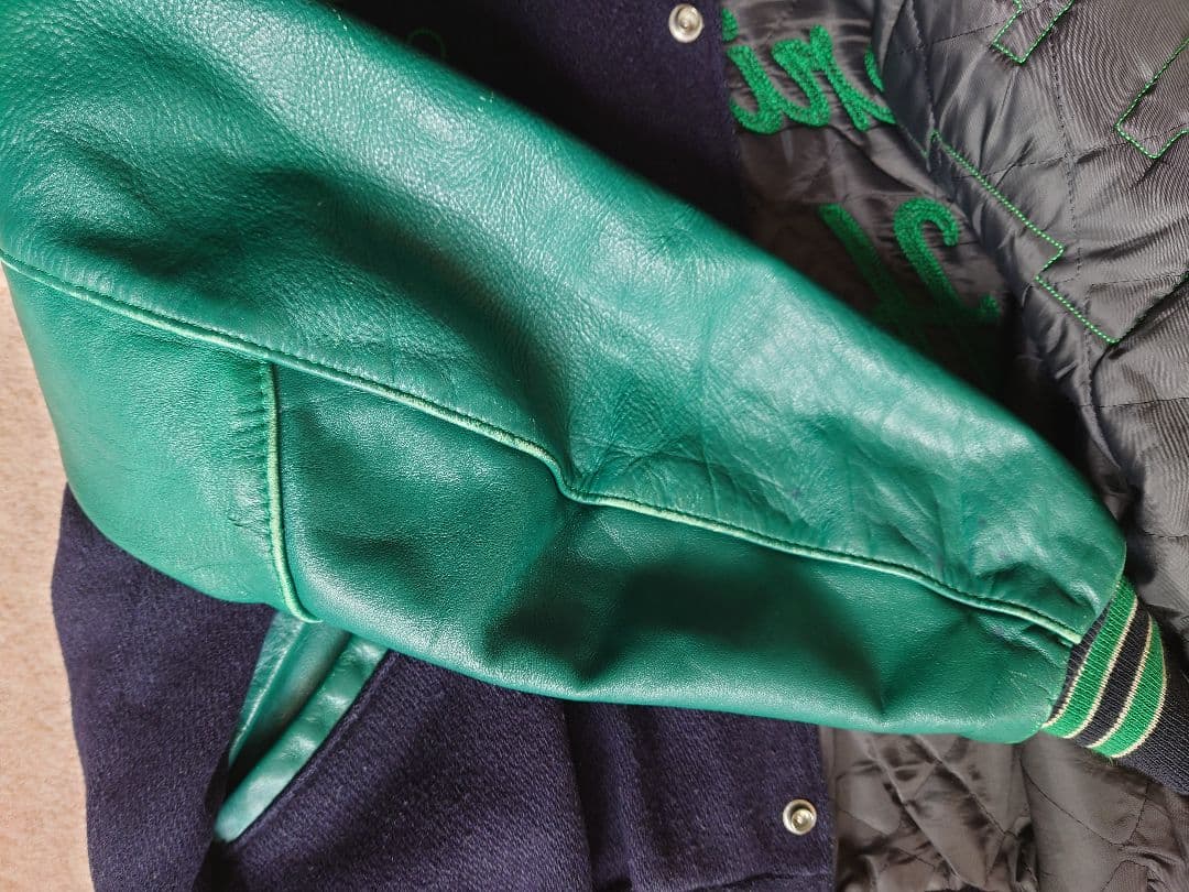 DeLONG スタジャン ネイビー/グリーン Tom '92 - メルカリ