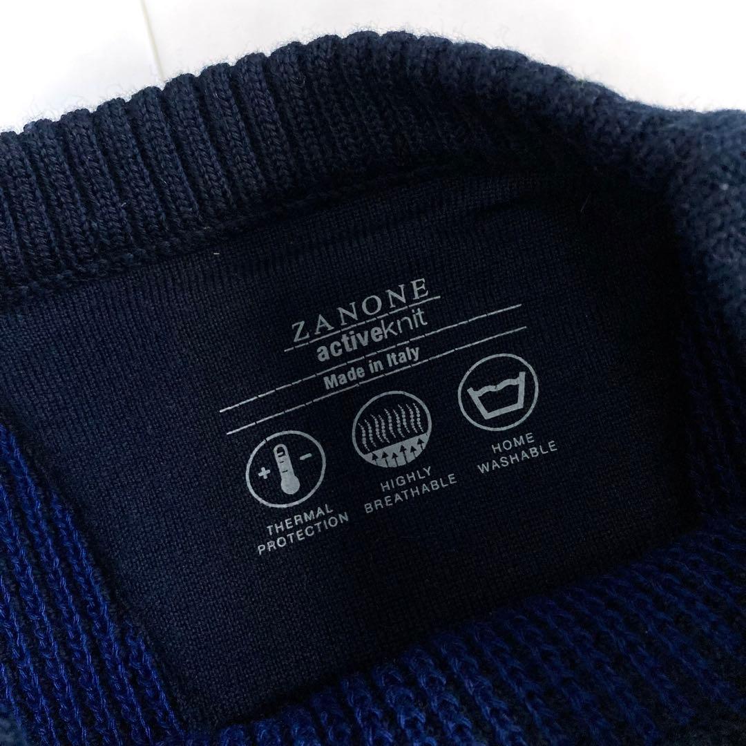 ザノーネ アクティブラウンドネックセーター ネイビー 50