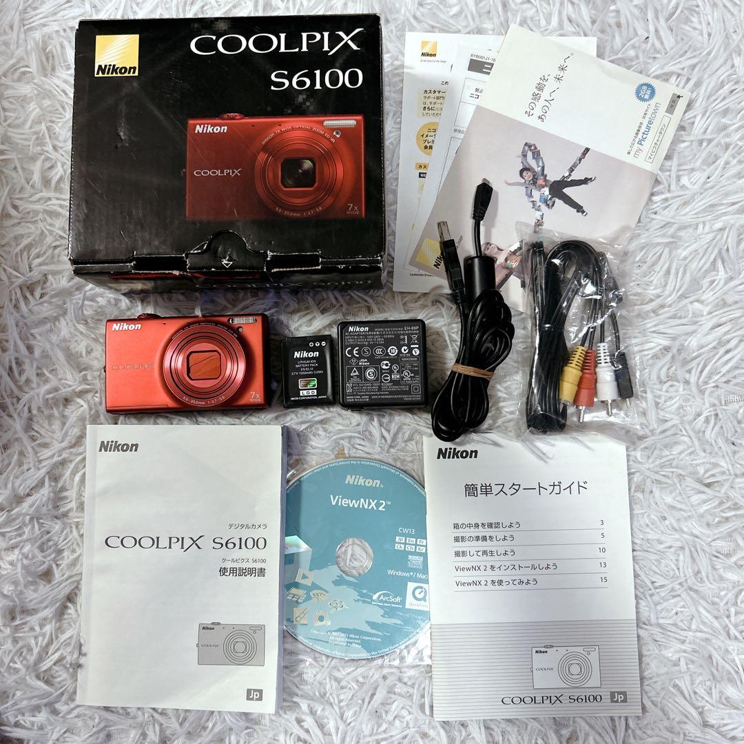 Nikon デジタルカメラ COOLPIX S6100 レッド 付属品多数