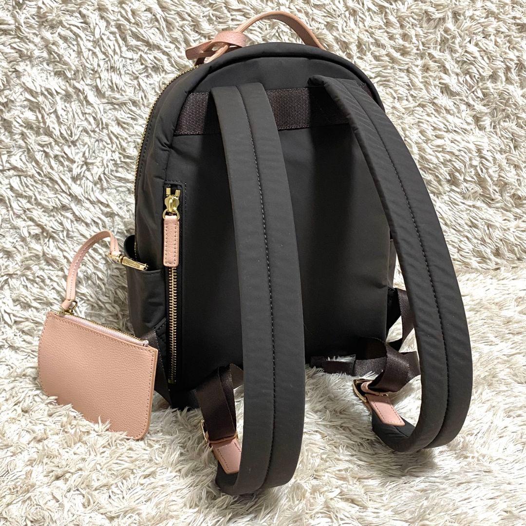 未使用級♡アニエスベー リュック ピンク＆ブラウン ミニポーチ付 ロゴチャーム