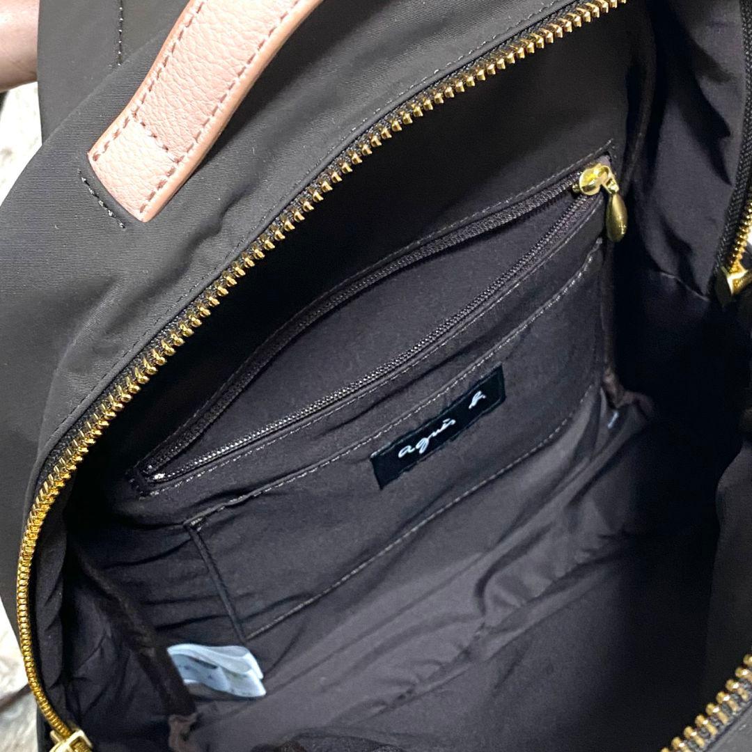 未使用級♡アニエスベー リュック ピンク＆ブラウン ミニポーチ付 ロゴチャーム