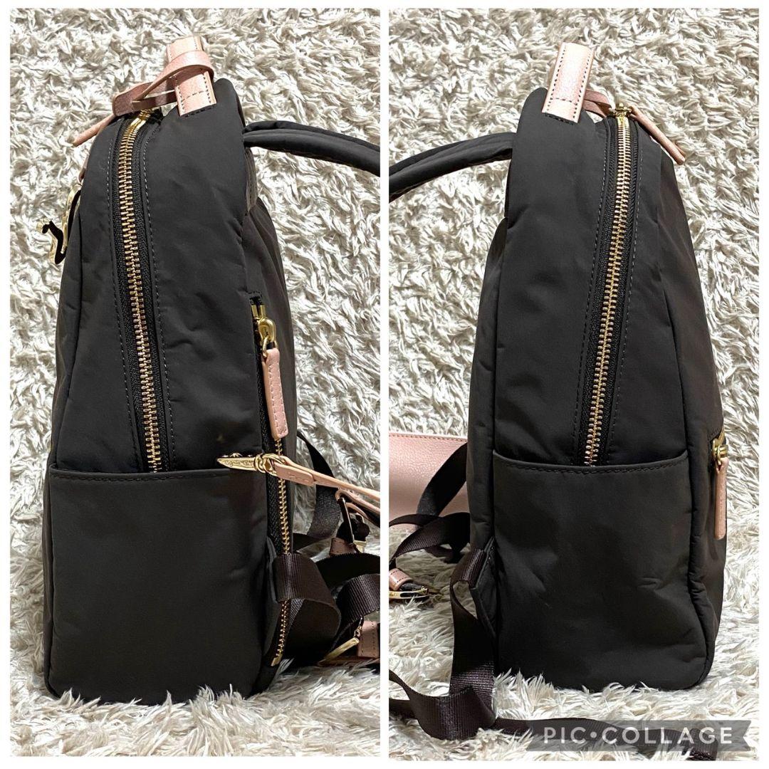 未使用級♡アニエスベー リュック ピンク＆ブラウン ミニポーチ付 ロゴチャーム