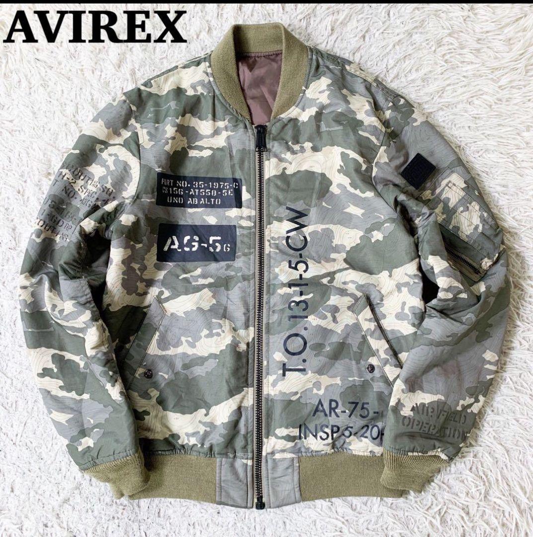 AVIREX 40周年 リバーシブル MA-1 カモ サイズM メンズ