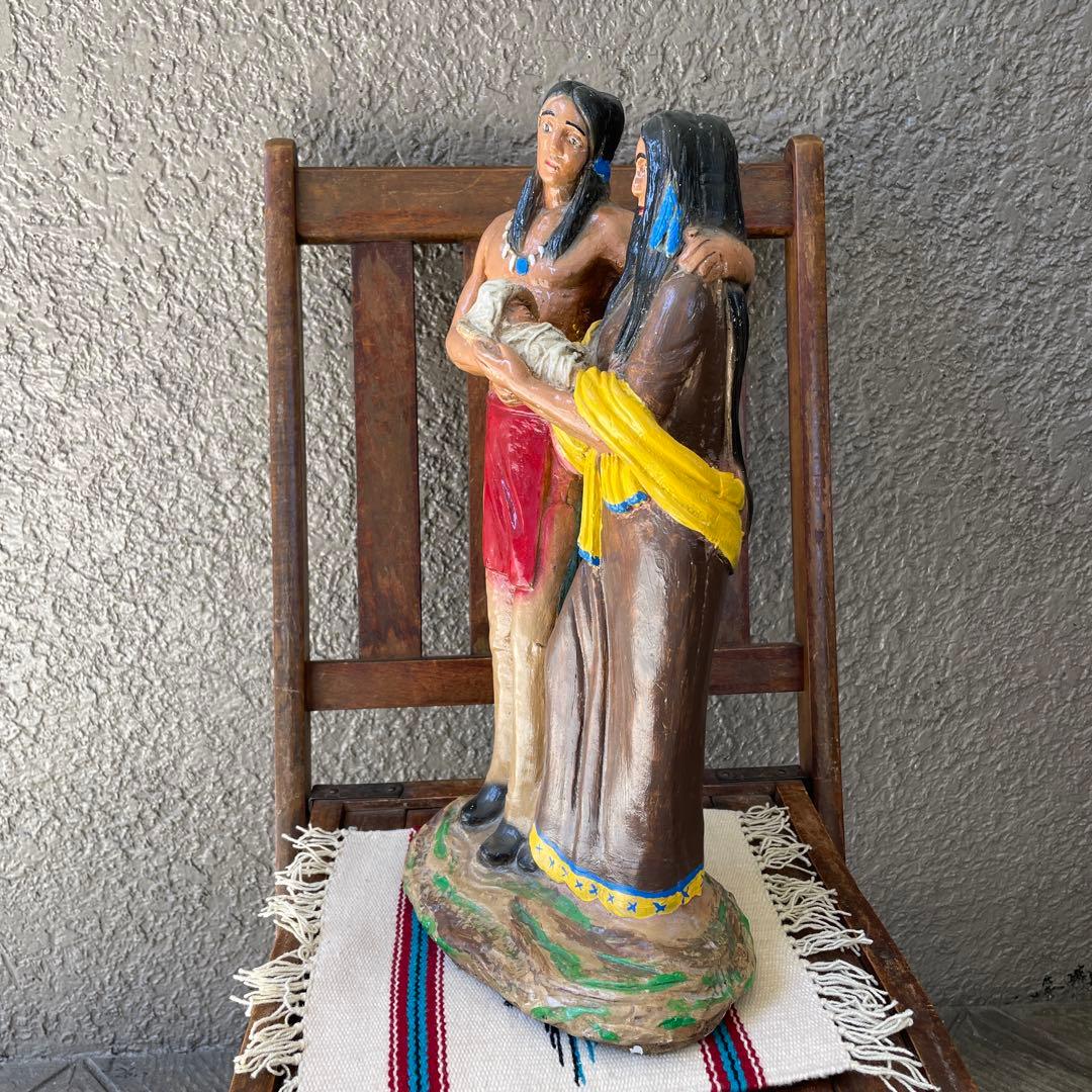 60's〜70's BIG ネイティブアメリカン　インディアン親子の置物アリゾナ