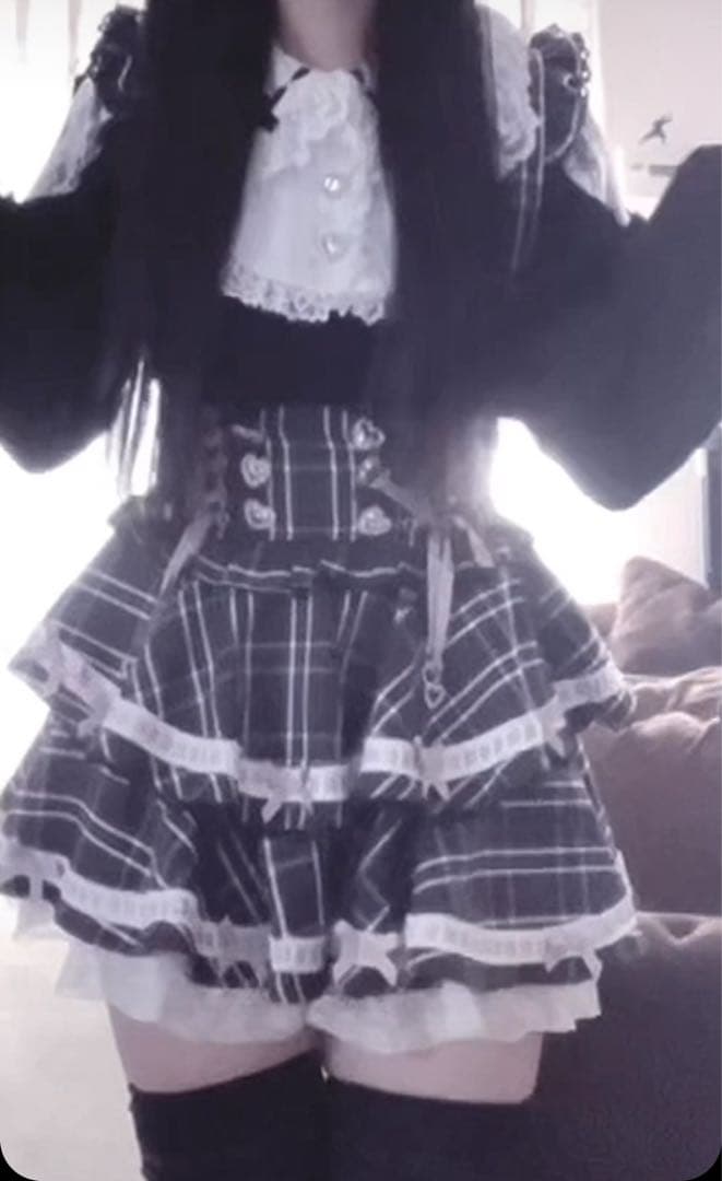 リズリサ　はしごチェックティアードスカパン