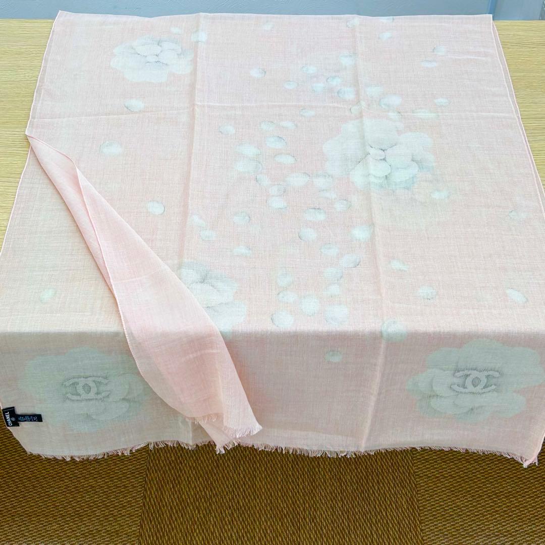 【新品同様】正規店購入品 シャネル カメリア ストール カシミヤ シルク ピンク