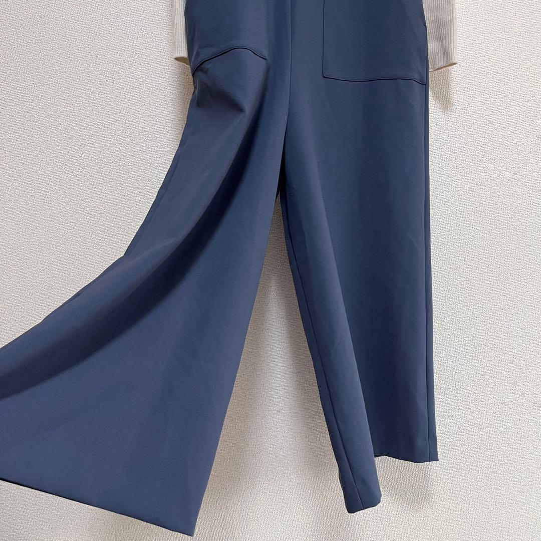 mwj♕　　異素材　ニット　ドッキング　オールインワン　ジャンプスーツ