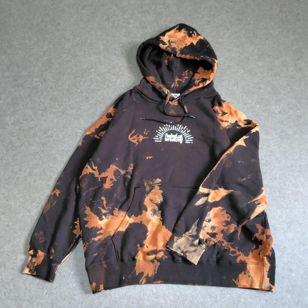 美品】DDTプロレス MAOFAC パーカー タイダイ染め 黒 オレンジ M