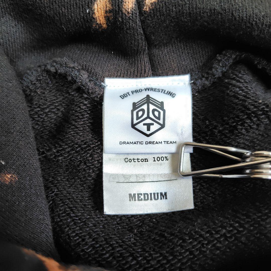 美品】DDTプロレス MAOFAC パーカー タイダイ染め 黒 オレンジ M