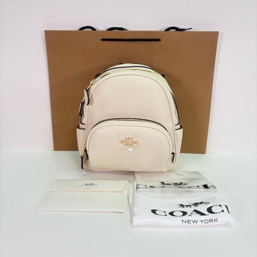 【COACH】 タグ有り レザー ミニ コート バックパック リュック チョーク
