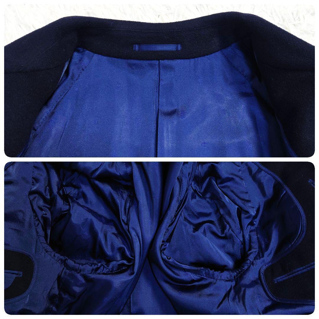 高級カシミヤ100%　ステンカラーコート　バルマカーン　ネイビー　濃紺　国産品