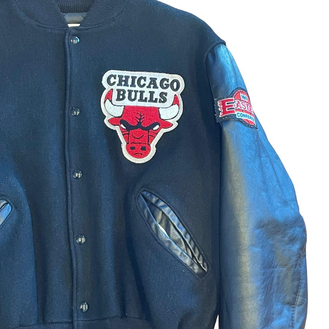 90's DeLONG BULLS ブルズ スタジャン 袖レザー