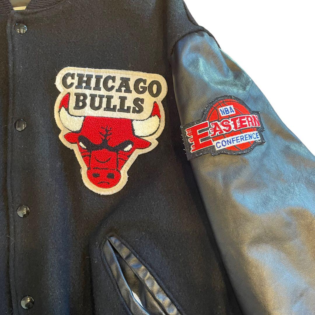 90's DeLONG BULLS ブルズ スタジャン 袖レザー