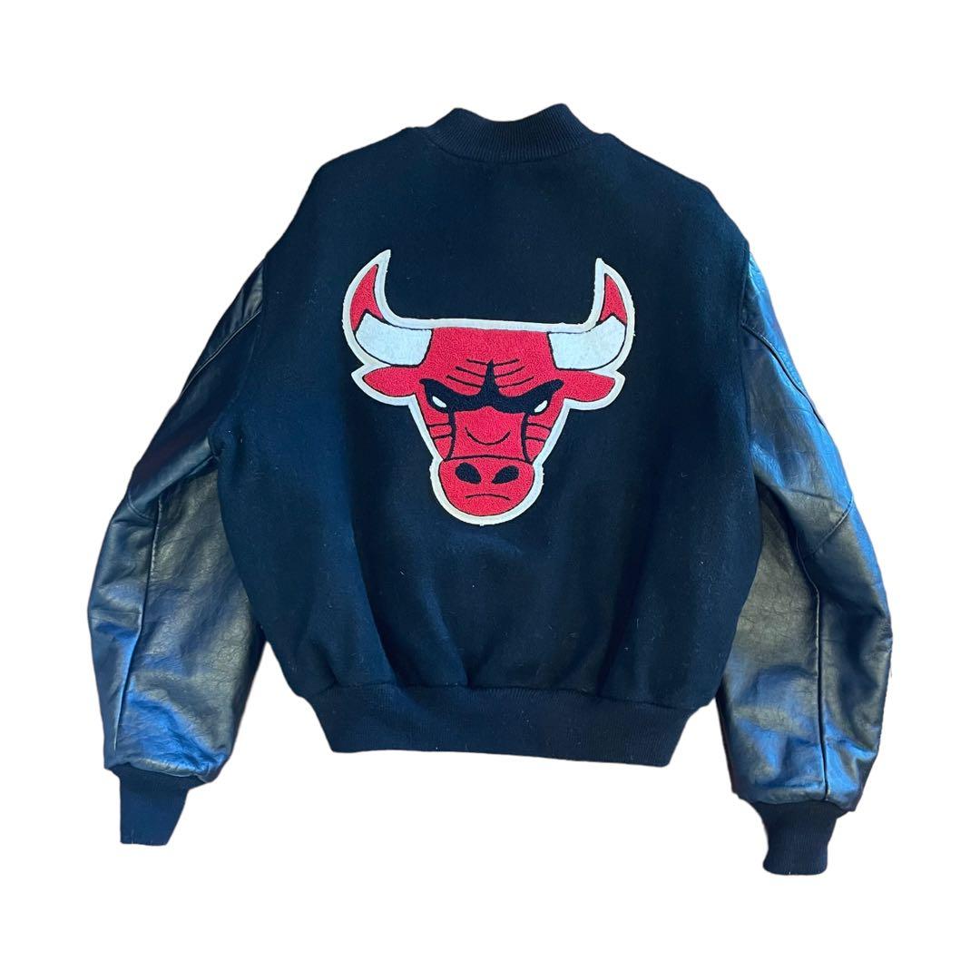 90's DeLONG BULLS ブルズ スタジャン 袖レザー