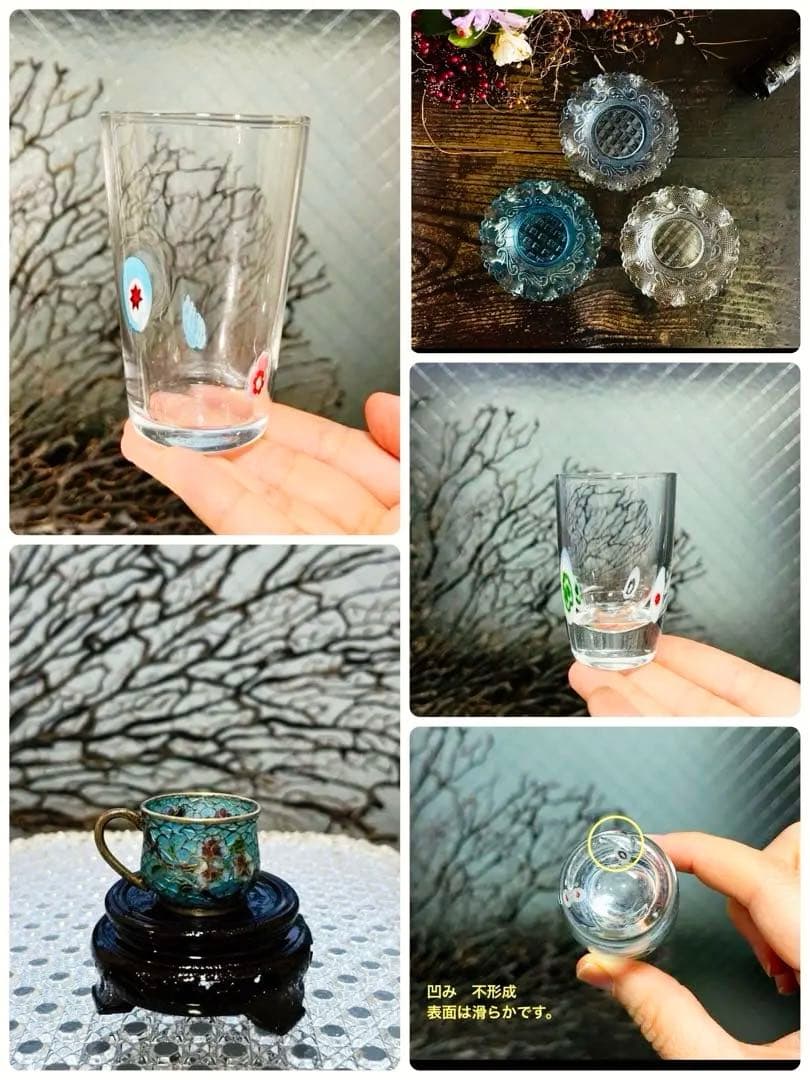 骨董 ガラス七宝 透胎七宝 省胎七宝 ままごと 鑑賞用 カップ 茶器 1客