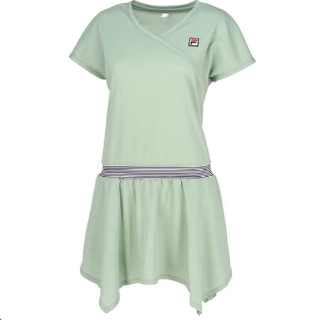 No.485 FILA アシメ裾が軽快な涼し気ワンピース☆モスグリーン☆