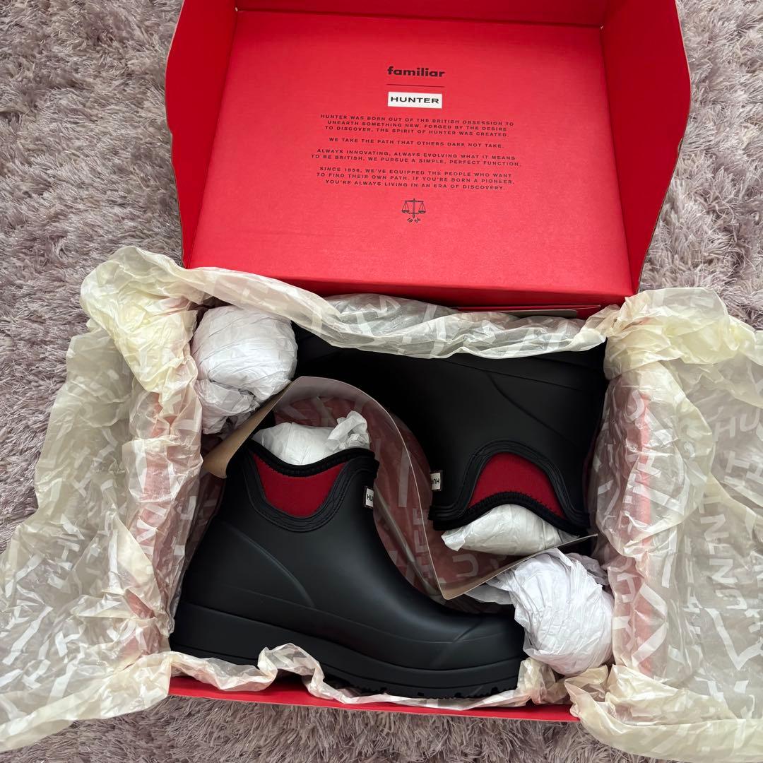 新品　HUNTER×familiar レインブーツ
