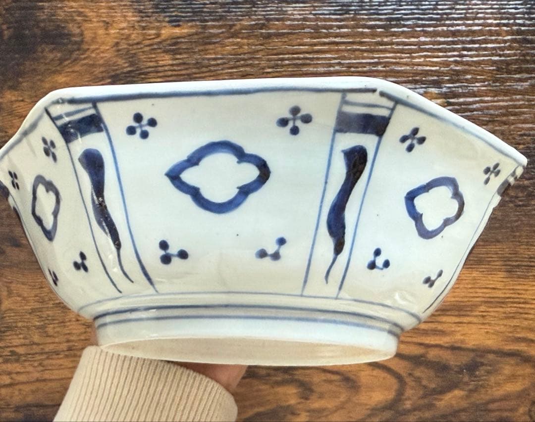 江戸後期、古伊万里、色絵金彩七角なます皿、かなり上手の品、丁寧に梱包して匿名発送