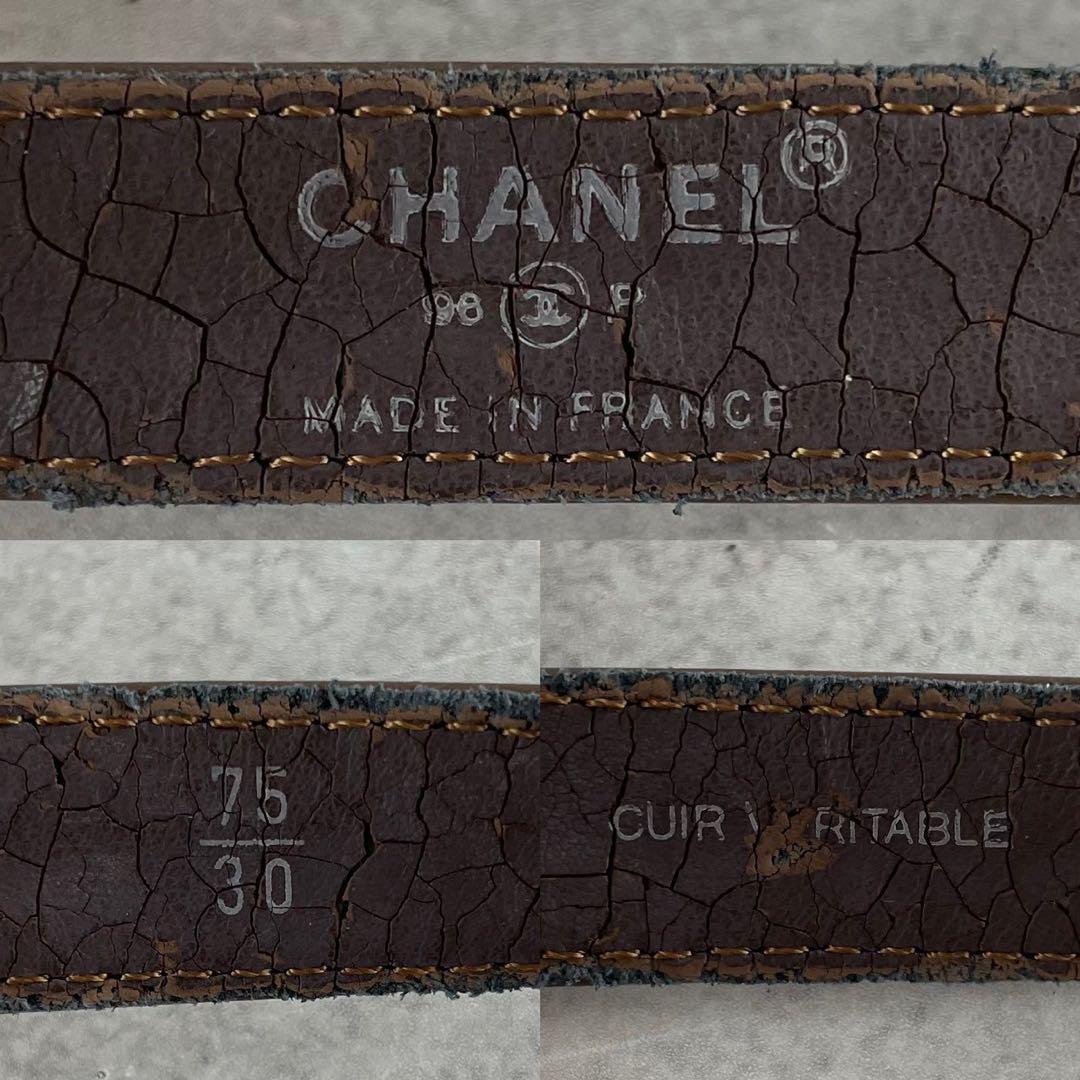 入手困難 96P⭐️CHANEL ブランドロゴ 型押し レザーベルト シルバー
