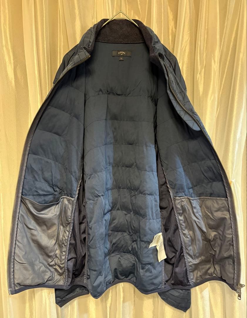 ✨美品Callaway メンズ ゴルフ 中綿ブルゾン LL ネイビー 収納袋付き