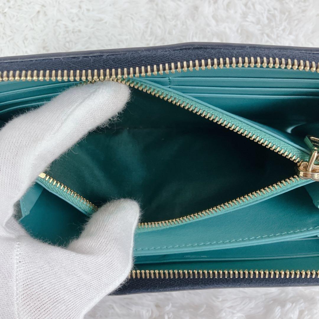 ミュウミュウ マテラッセ デニム 花柄 長財布 インディゴブルー バイ