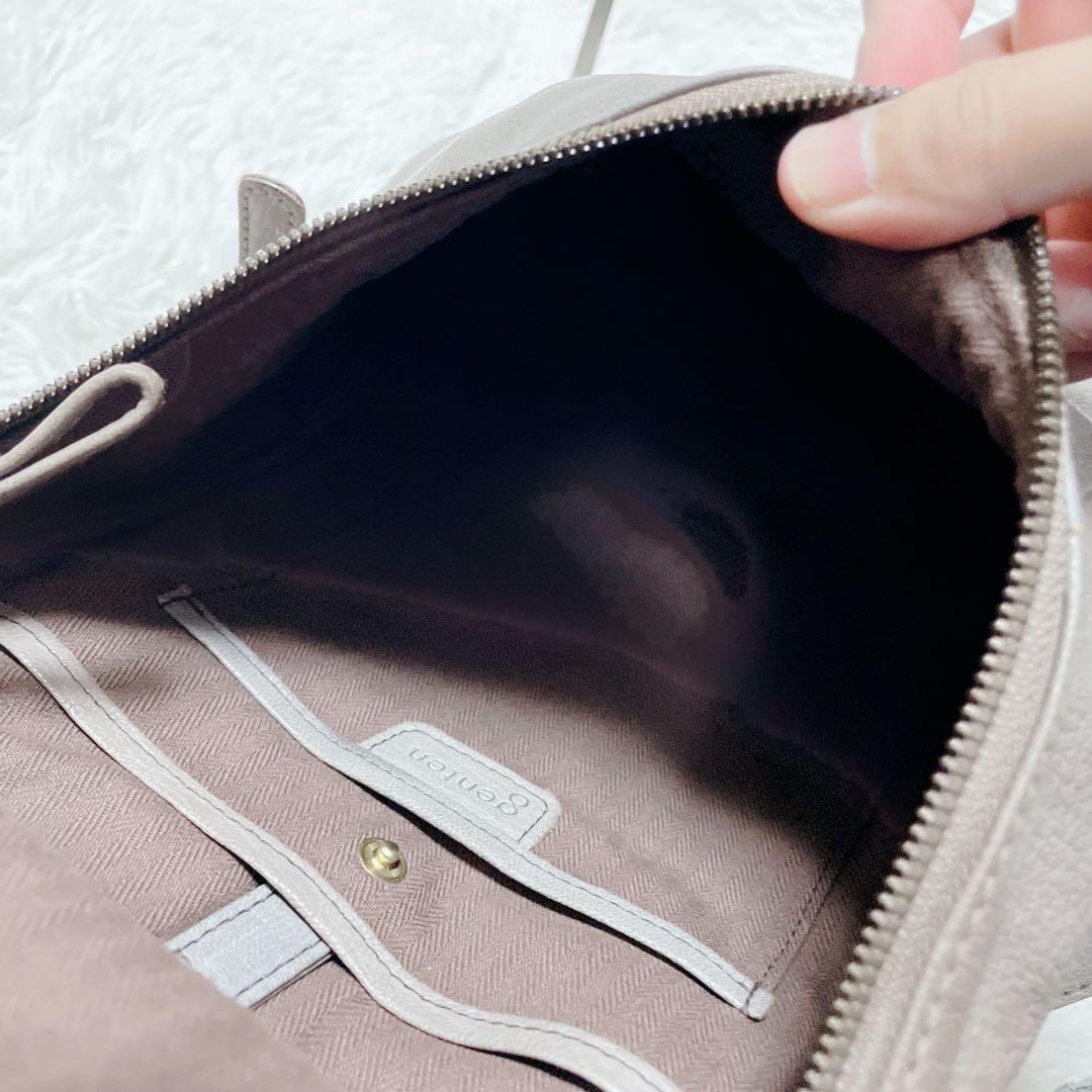 ゲンテン　ヌメ革　リアルレザー　リュック　ベージュ　レディース　ハンドル　調節可