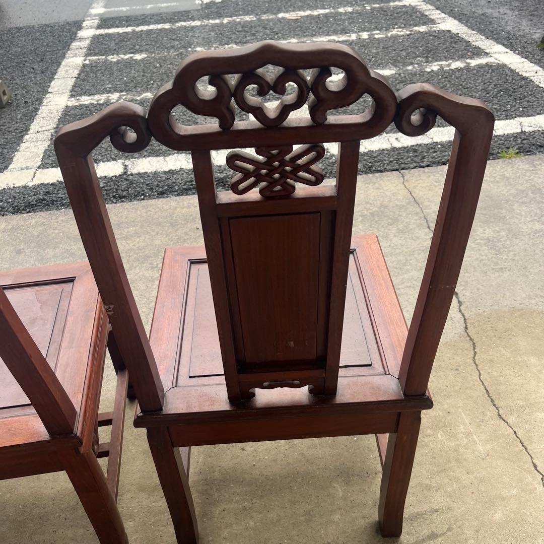 【稀少良品】2脚セット 中国家具 ダイニング チェア 唐木家具 李朝家具 花梨