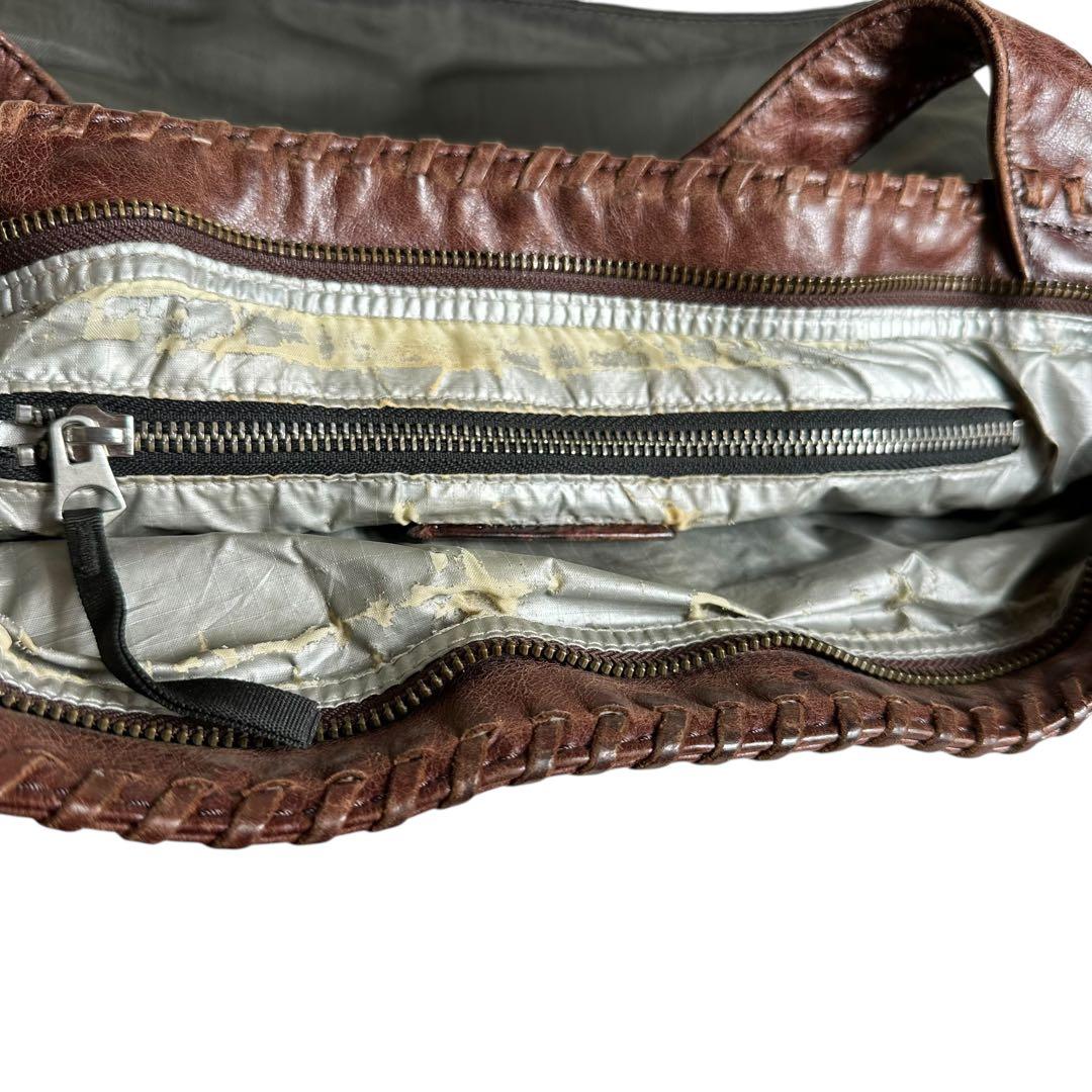 DIESEL 2way ショルダーバッグ　ナイロン　レザー　カーキ　ブラウン