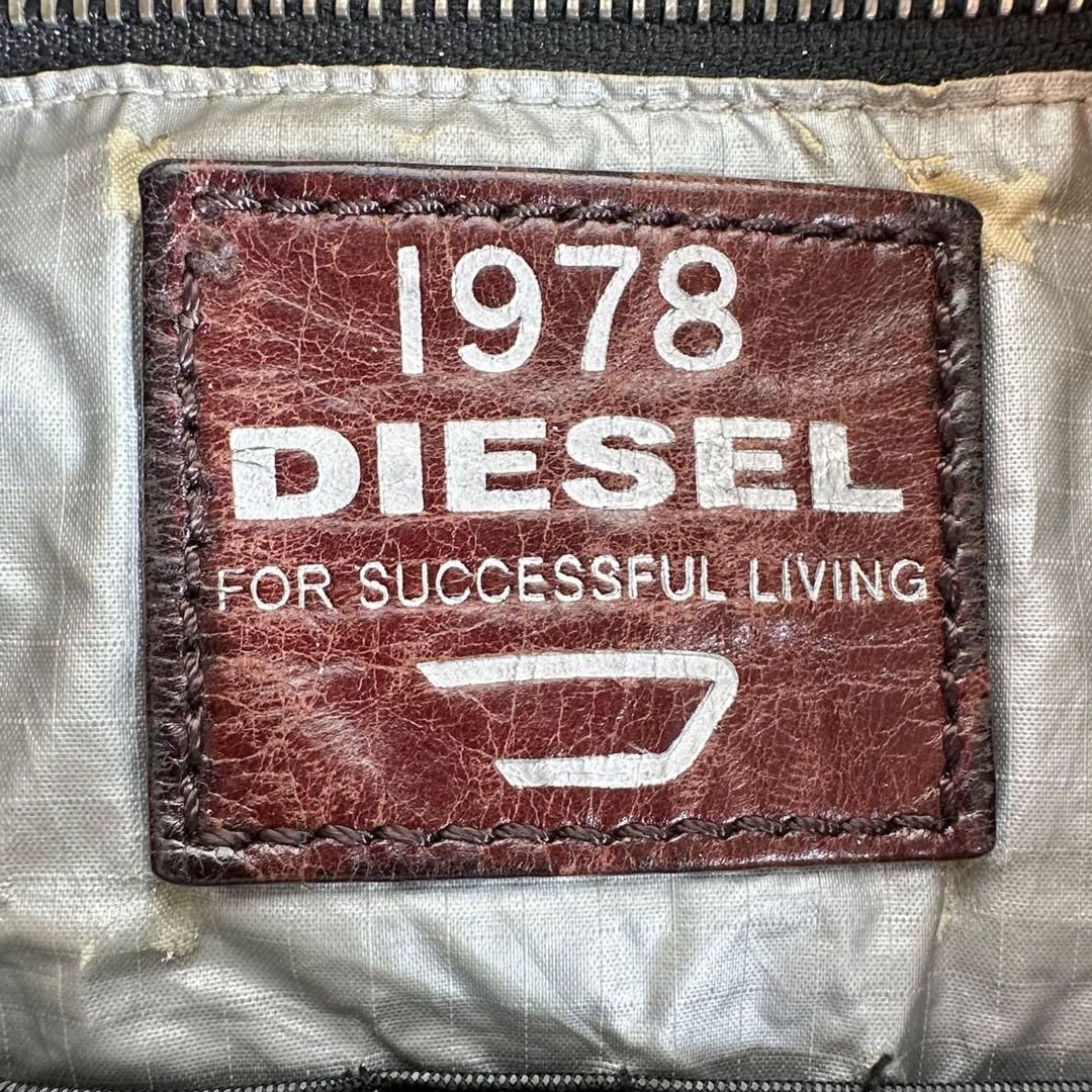 DIESEL 2way ショルダーバッグ　ナイロン　レザー　カーキ　ブラウン
