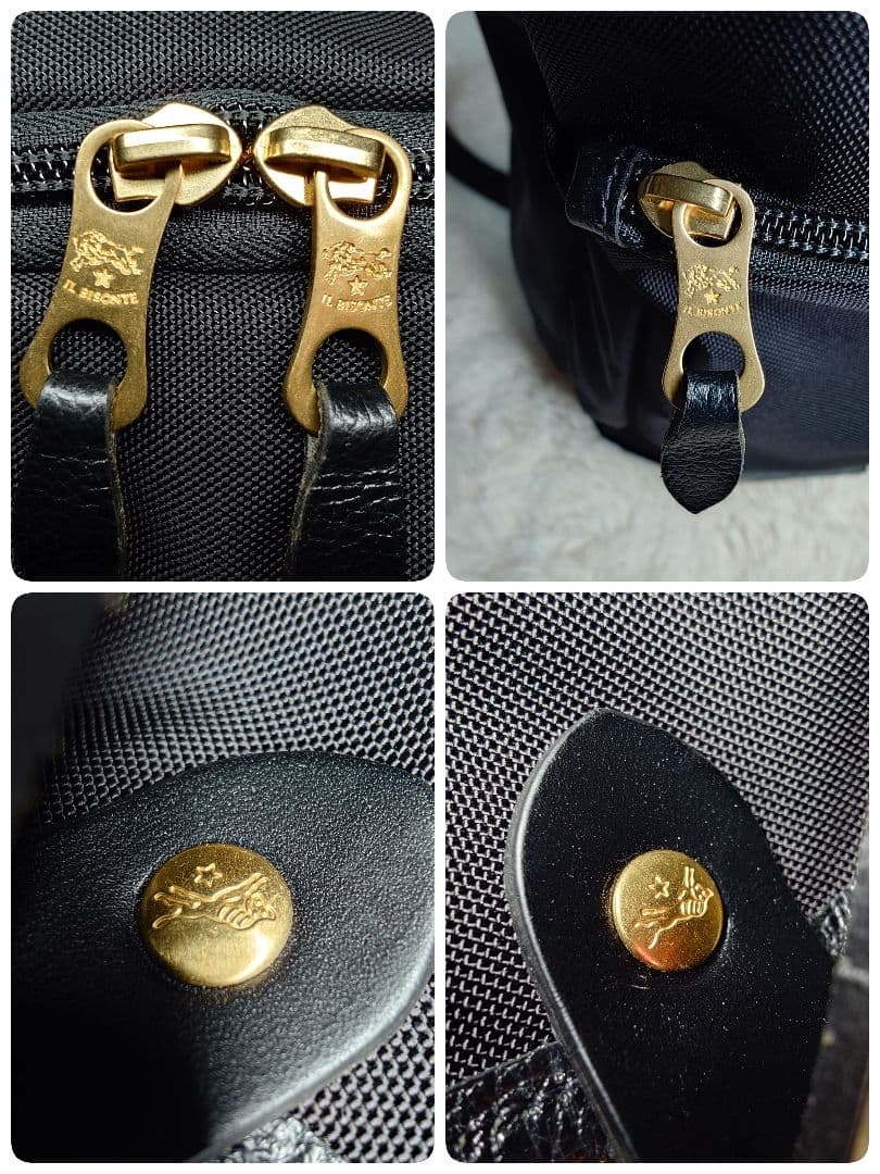IL BISONTE/イルビゾンテ ナイロン レザー リュック ブラック 完売品