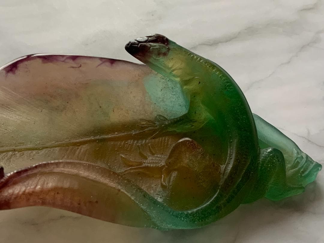 ✨SALE✨硝子製蜥蜴トレー(オブジェ) アンティークドーム・ナンシー