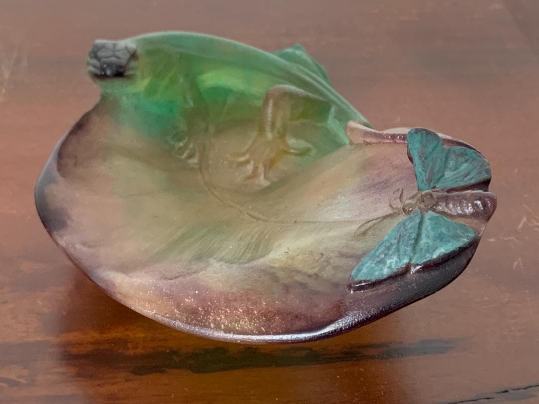 ✨SALE✨硝子製蜥蜴トレー(オブジェ) アンティークドーム・ナンシー