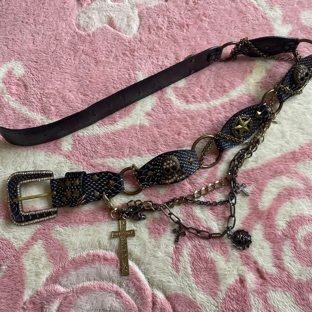 スカルデザイン レザーベルト d.i.a