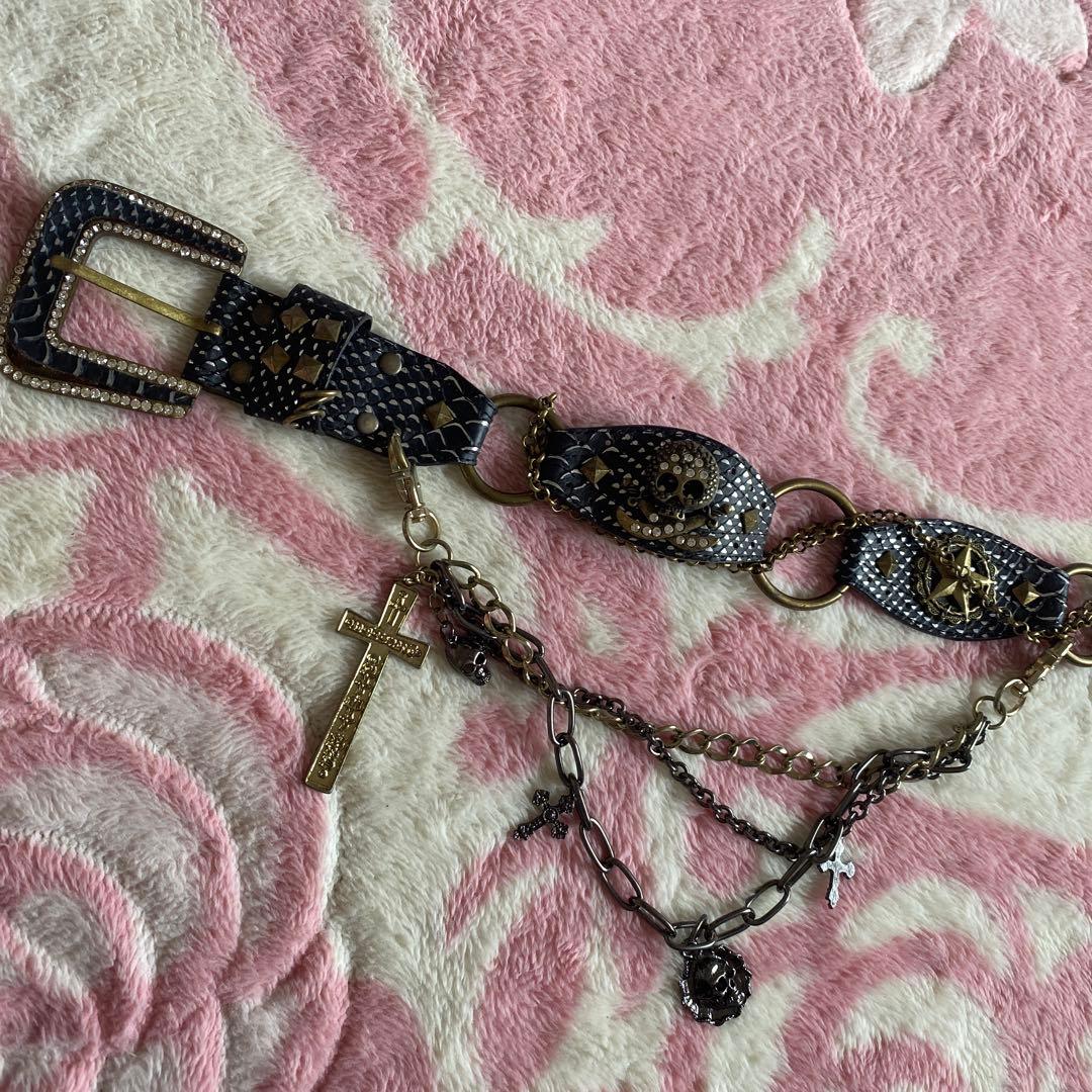 スカルデザイン レザーベルト d.i.a