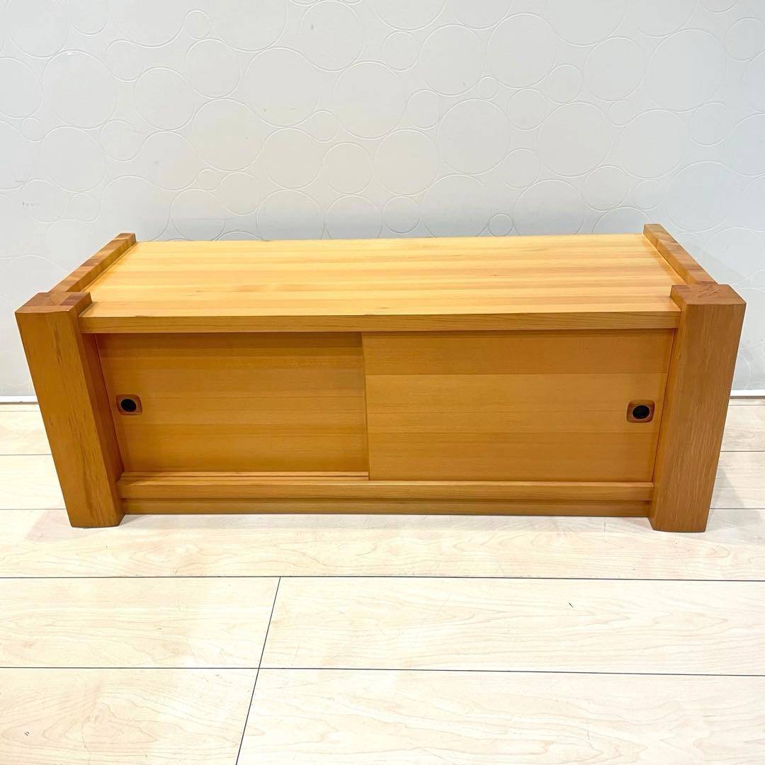 美品】天然木 置床 置き床 引き戸収納 床の間 飾り棚 ローボード 和家具