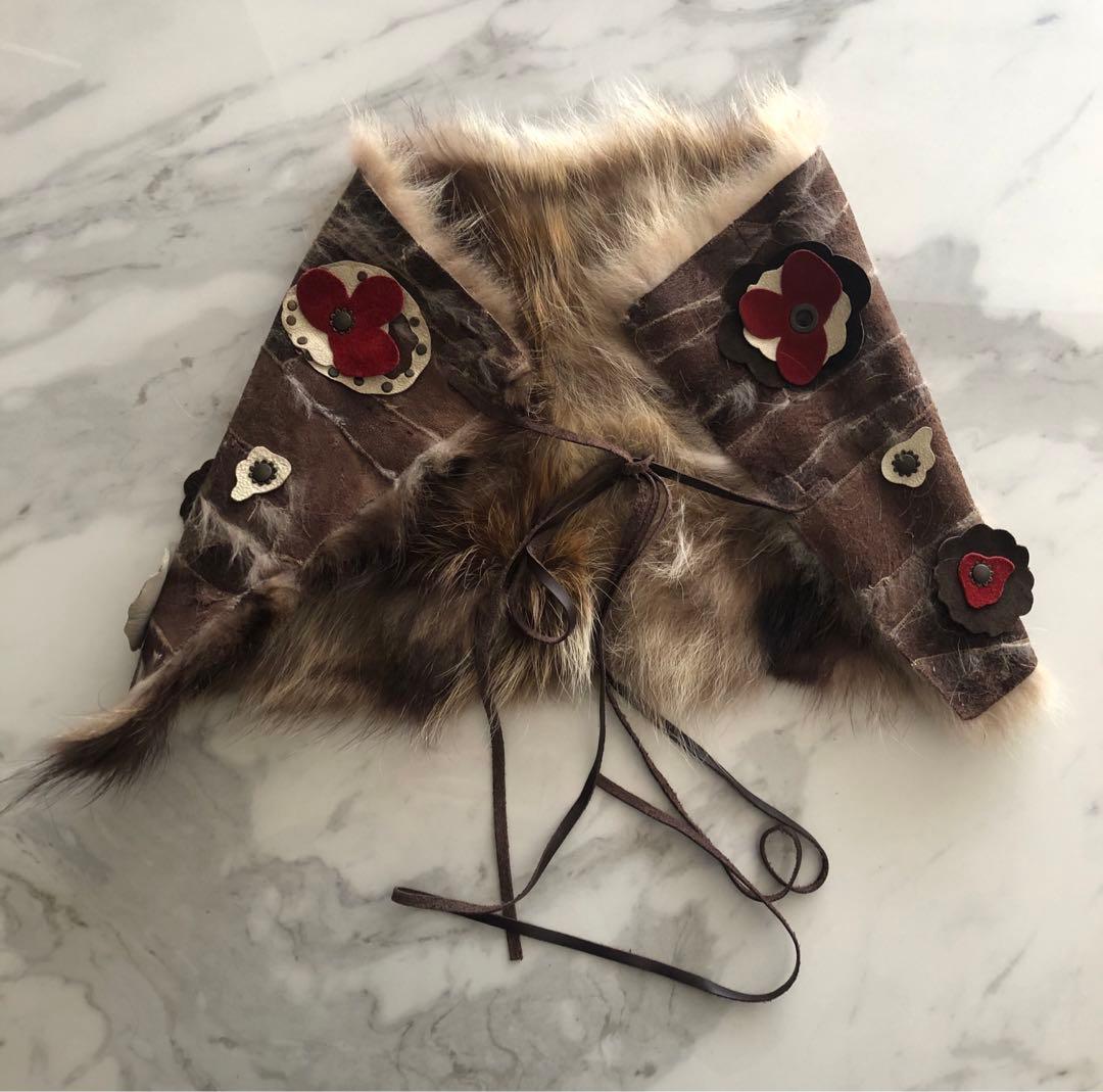 マルニ MARNI ファーストール ティペット 花柄パッチワーク ラクーン