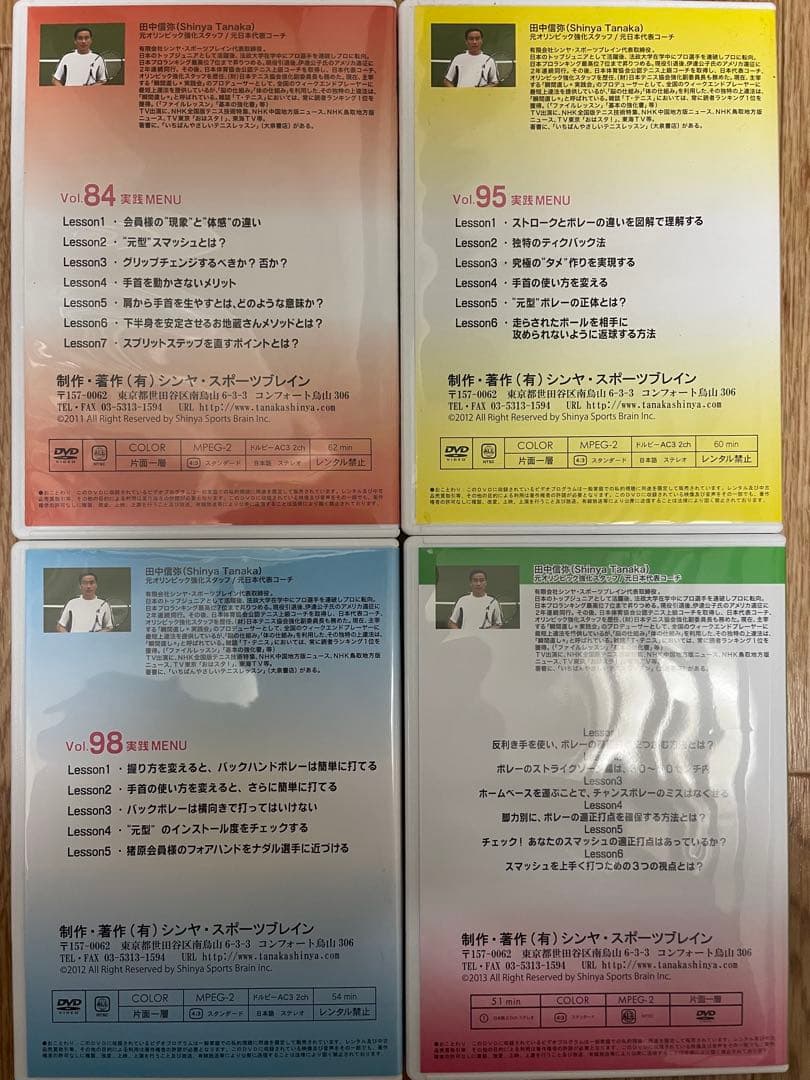 テニスDVD 田中信弥 瞬間直し実践会　Vol.84, 95, 98, 104