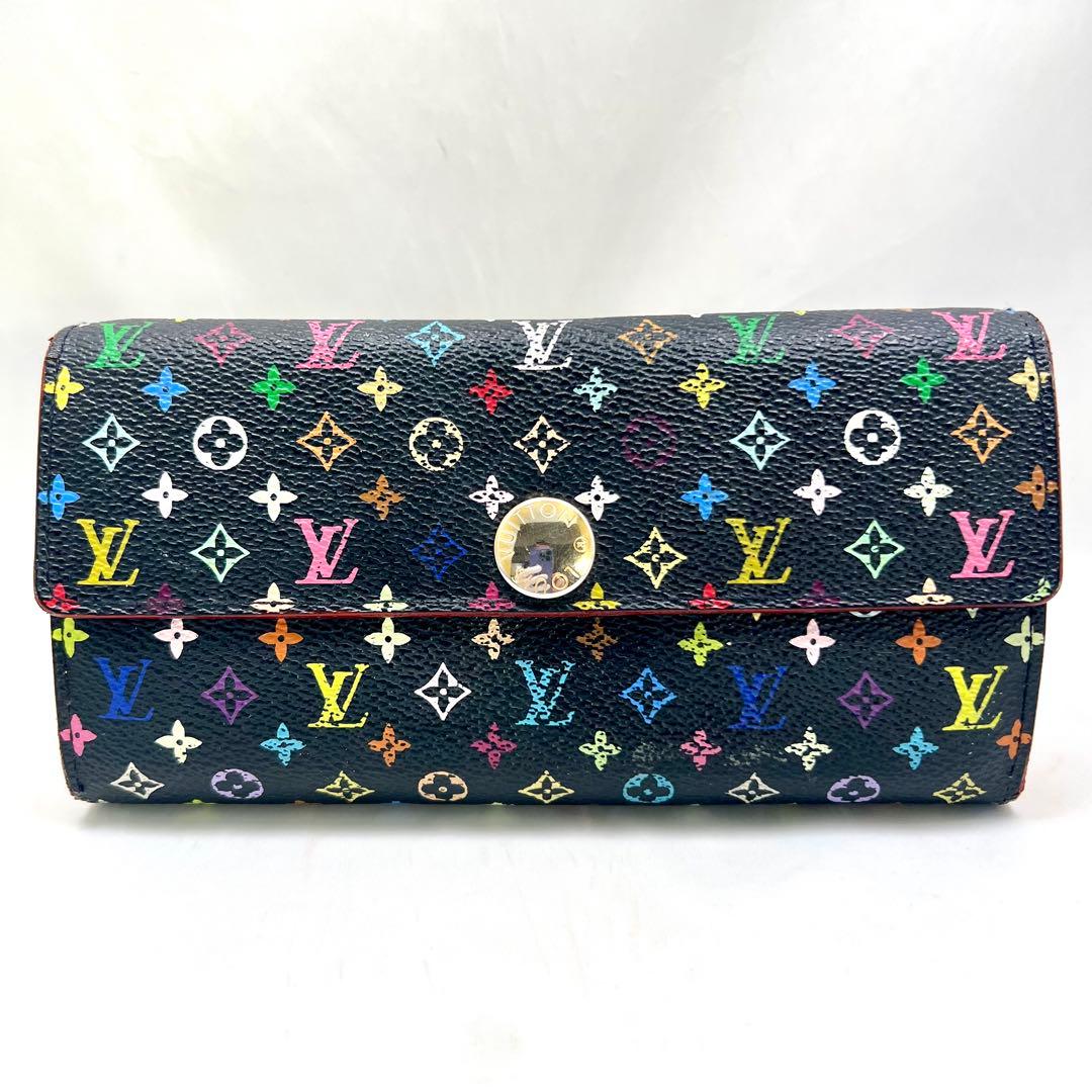 ルイヴィトン モノグラム マルチカラー ポルトフォイユサラ 村上隆 黒×ベージュ