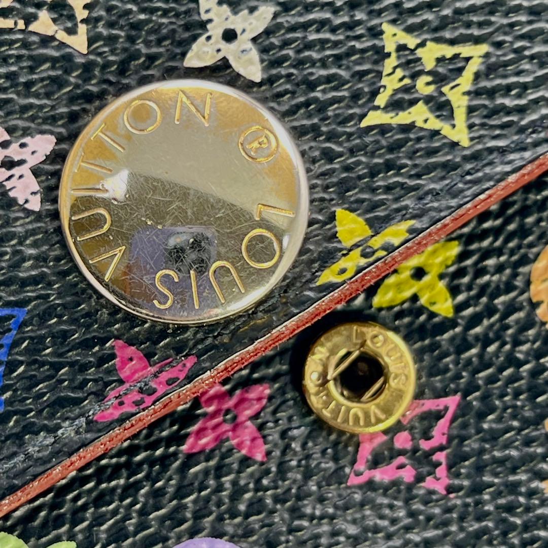 ルイヴィトン モノグラム マルチカラー ポルトフォイユサラ 村上隆 黒×ベージュ