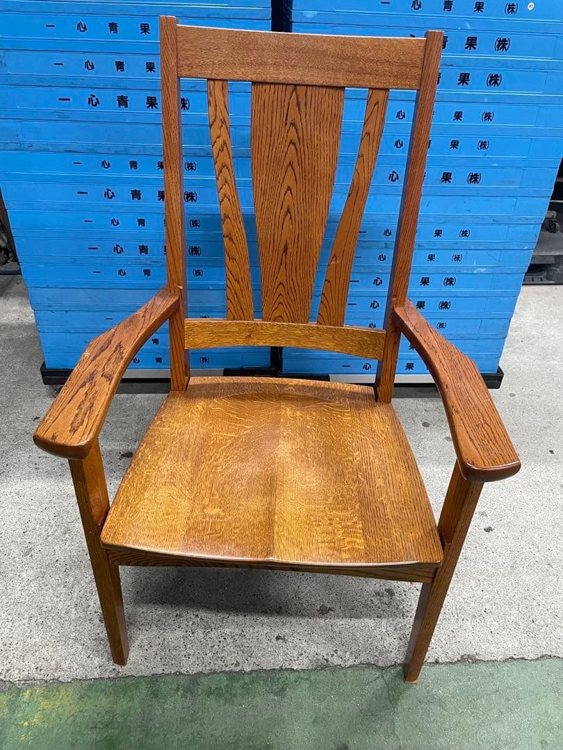 アンティーク家具　オーク材 ダイニングチェア アーム付き