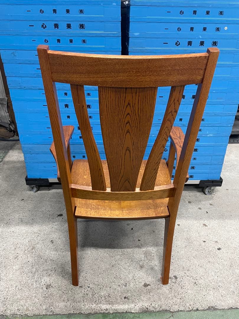 アンティーク家具　オーク材 ダイニングチェア アーム付き