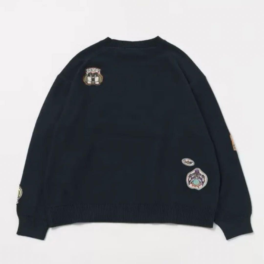 ストレンジャーシングス　コラボ アソートモチーフニット　セーター　ネイビー