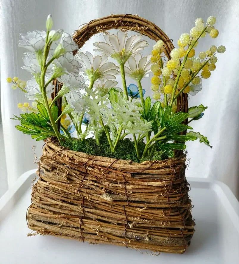 花かご　アメリカンフラワー（ディップフラワー）