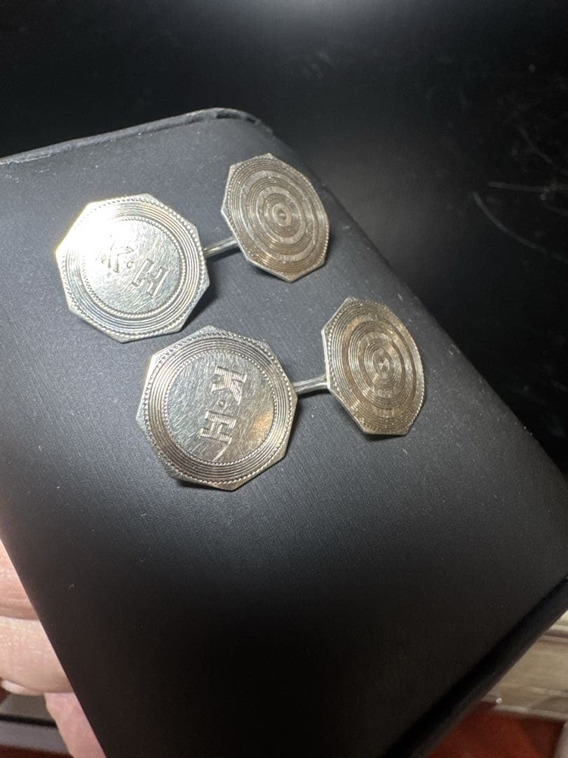 金無垢 14K 14金製 WG カフス アンティーク 約4.0g