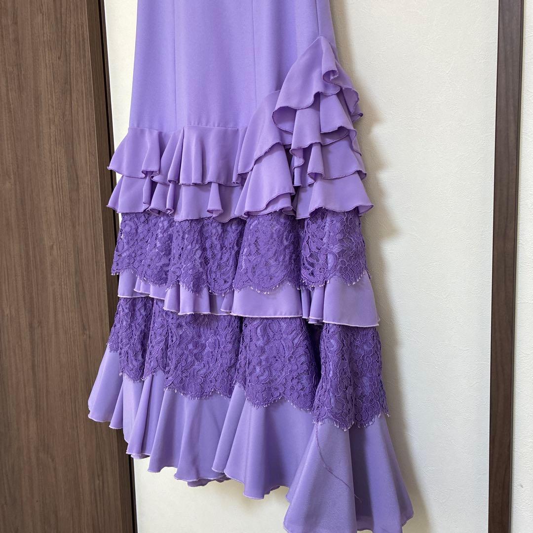 フラメンコ衣装　パープル レース フリル