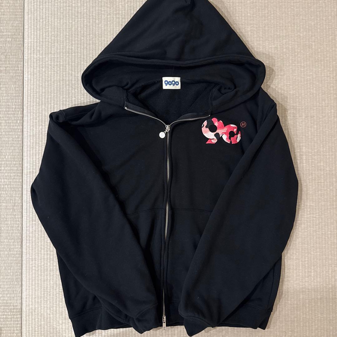9090 90logo ジップパーカー ブラックピンク - メルカリ