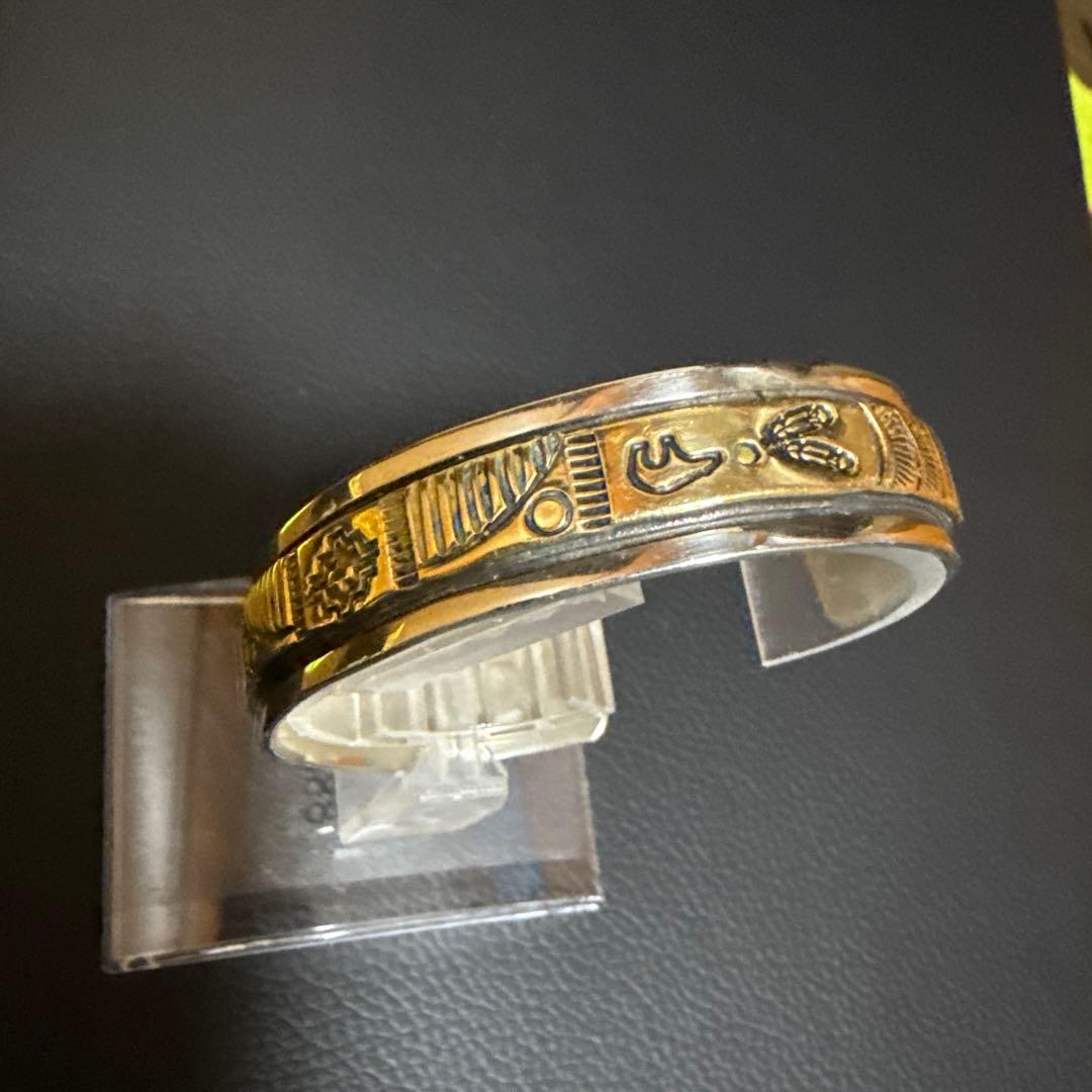 美品　ナバホ　T.ENREKA　シルバー×真鍮　スタンプワーク　バングル