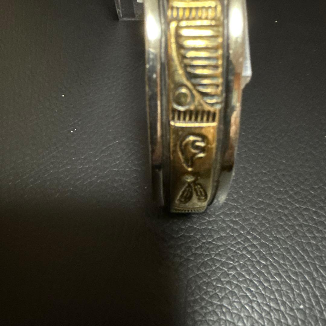 美品　ナバホ　T.ENREKA　シルバー×真鍮　スタンプワーク　バングル