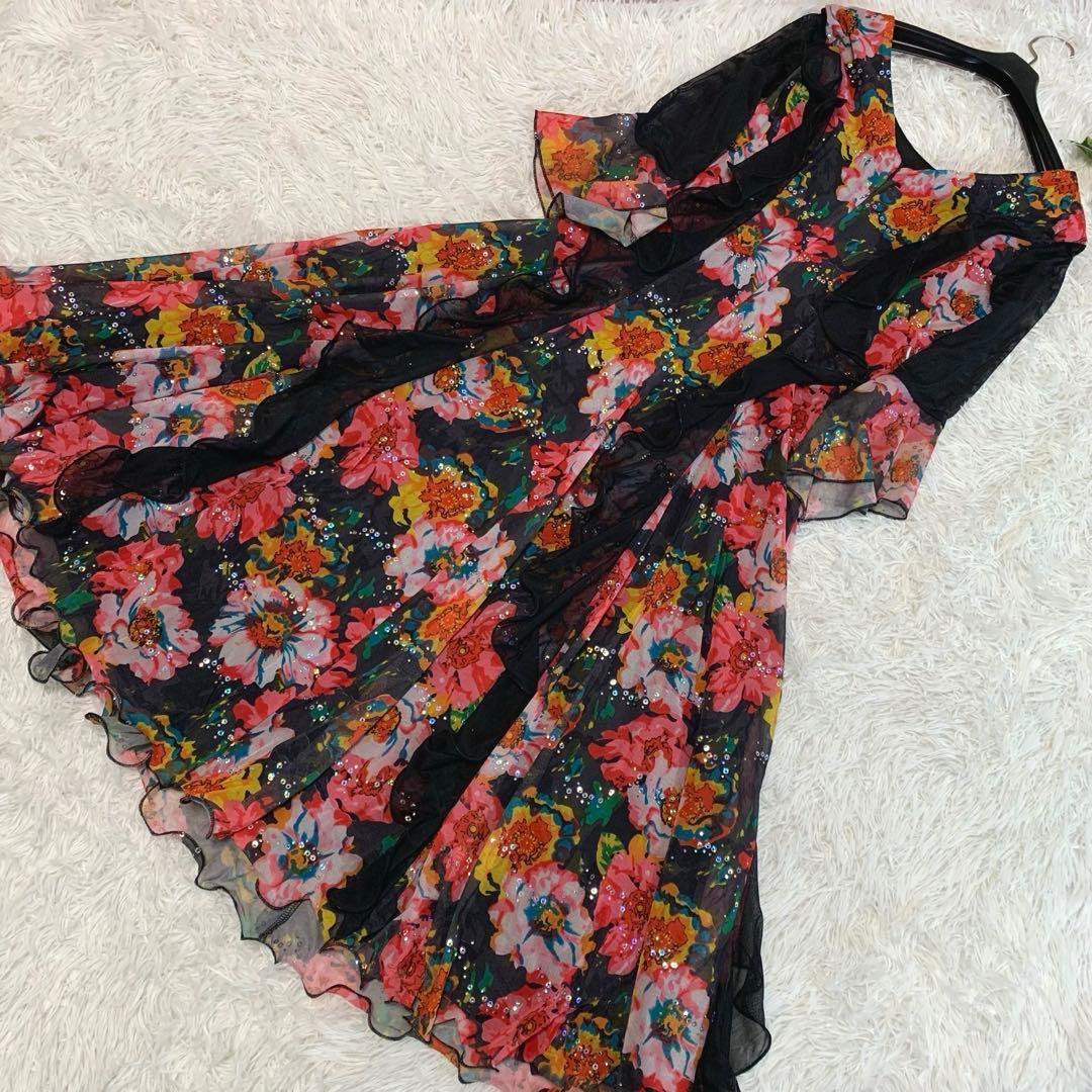 専用♡美品◆ICHIOKU 社交ダンスドレス ワンピース 花柄 スパンコール